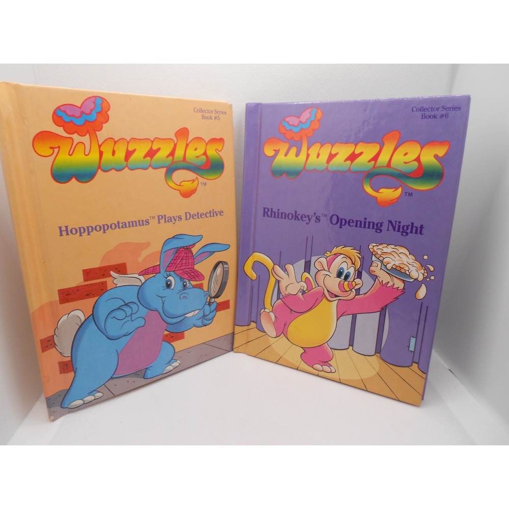 Vintage 1980s Hasbro Wuzzles Hardcover Books #5 & #6 Hoppopotamus Rhinokey Lot